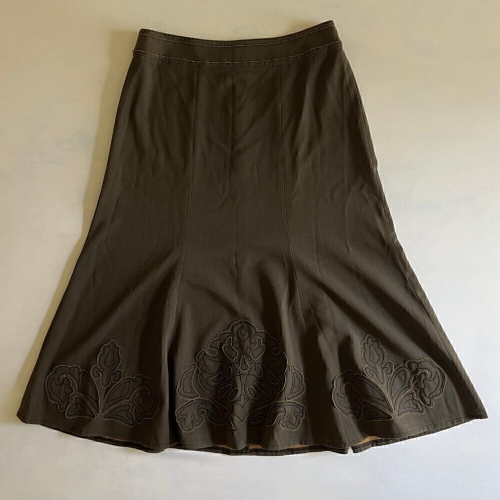 Cabi Dark Brown Flare A Line Skirt